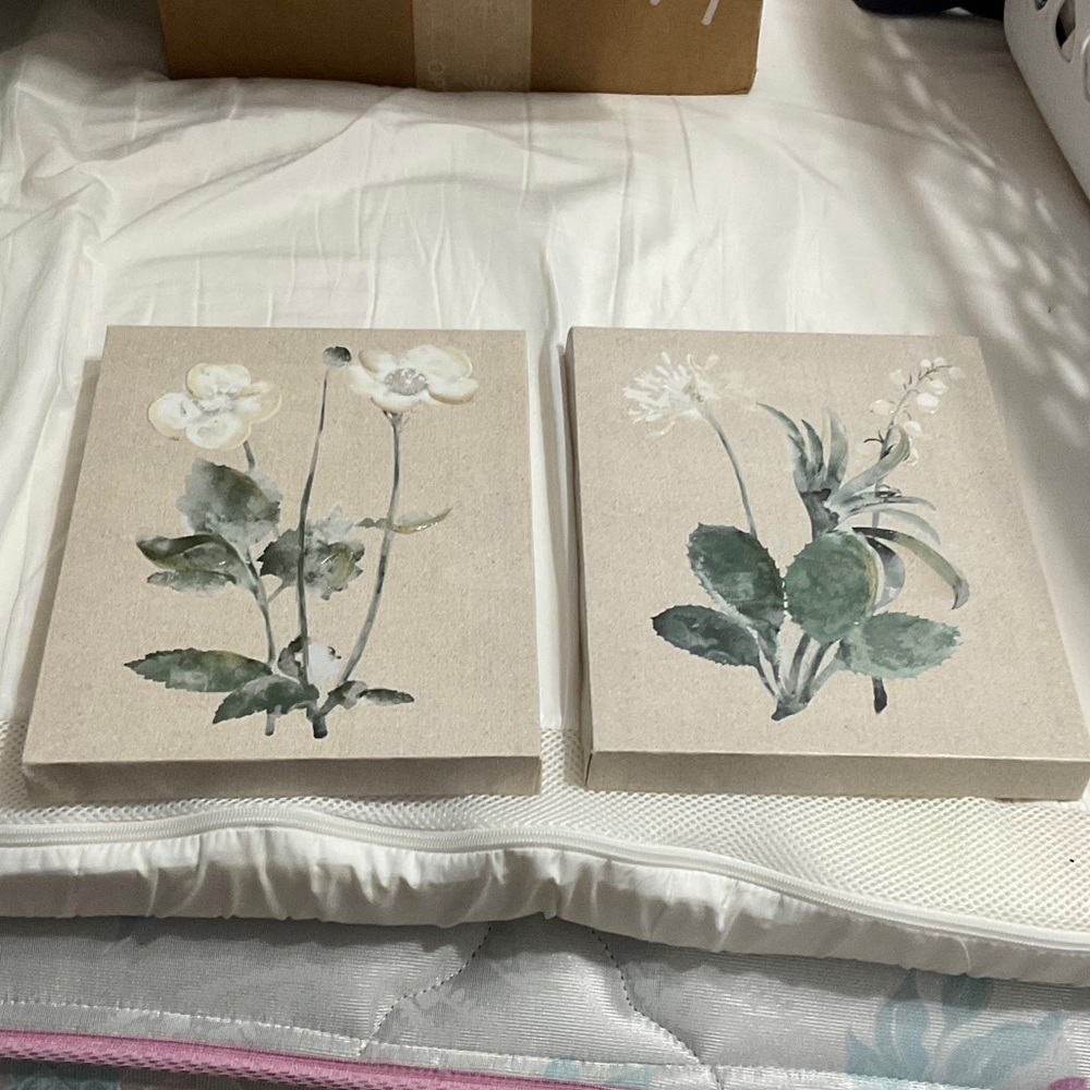Kirklands Botanical Canvas Art with Green and White Accents